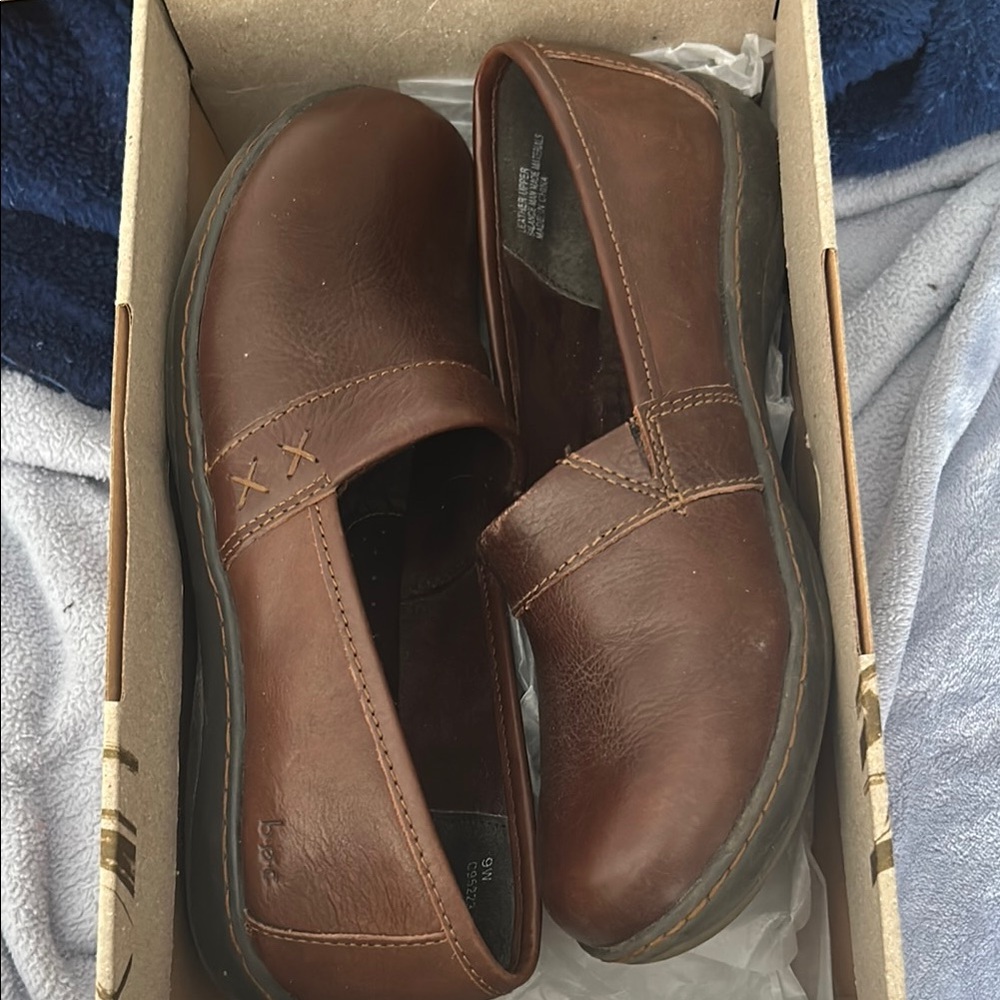 b.o.c. Brown Leather Loafers Slip-On Style
